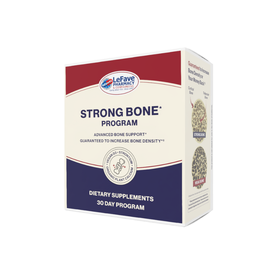 LeFave Strong Bone Program dietary supplements box on a white background